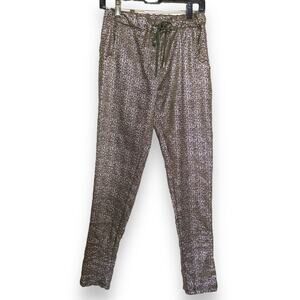 Free for Humanity Womens‎ Pants Sz OS Olive Green Silver Digital Sweatpants NEW